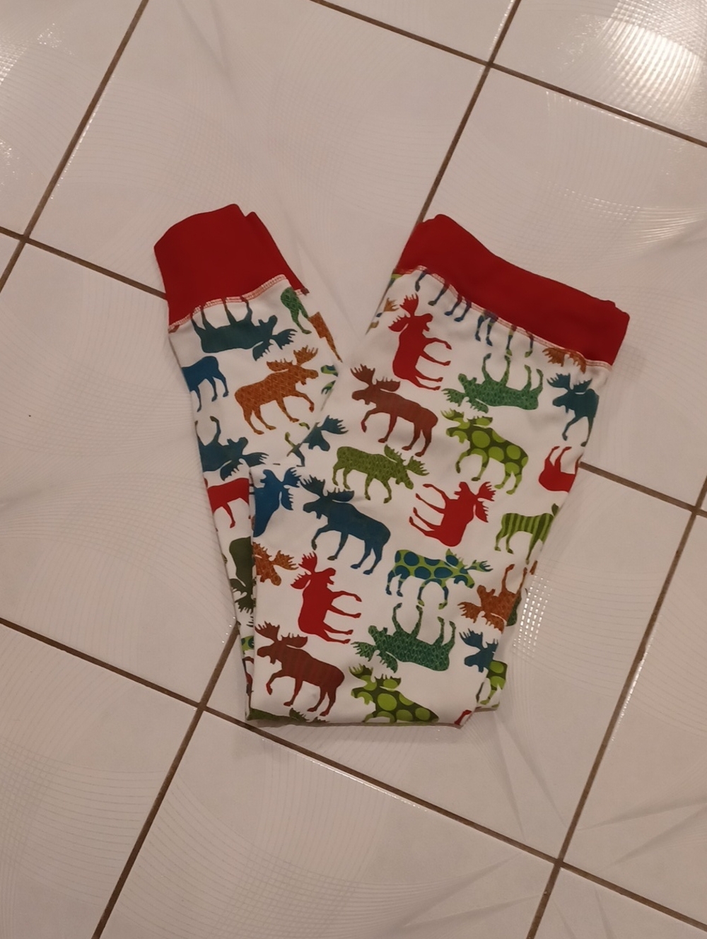 4/$30 Lazy One Moose Print Pajama Bottoms with Red Cuffs - Size XL